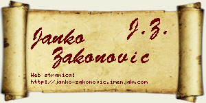 Janko Zakonović vizit kartica